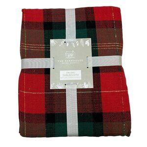 Rachel Ashwell The Farmhouse Tablecloth Red Green Plaid Oblong‎ 60x84 Holiday